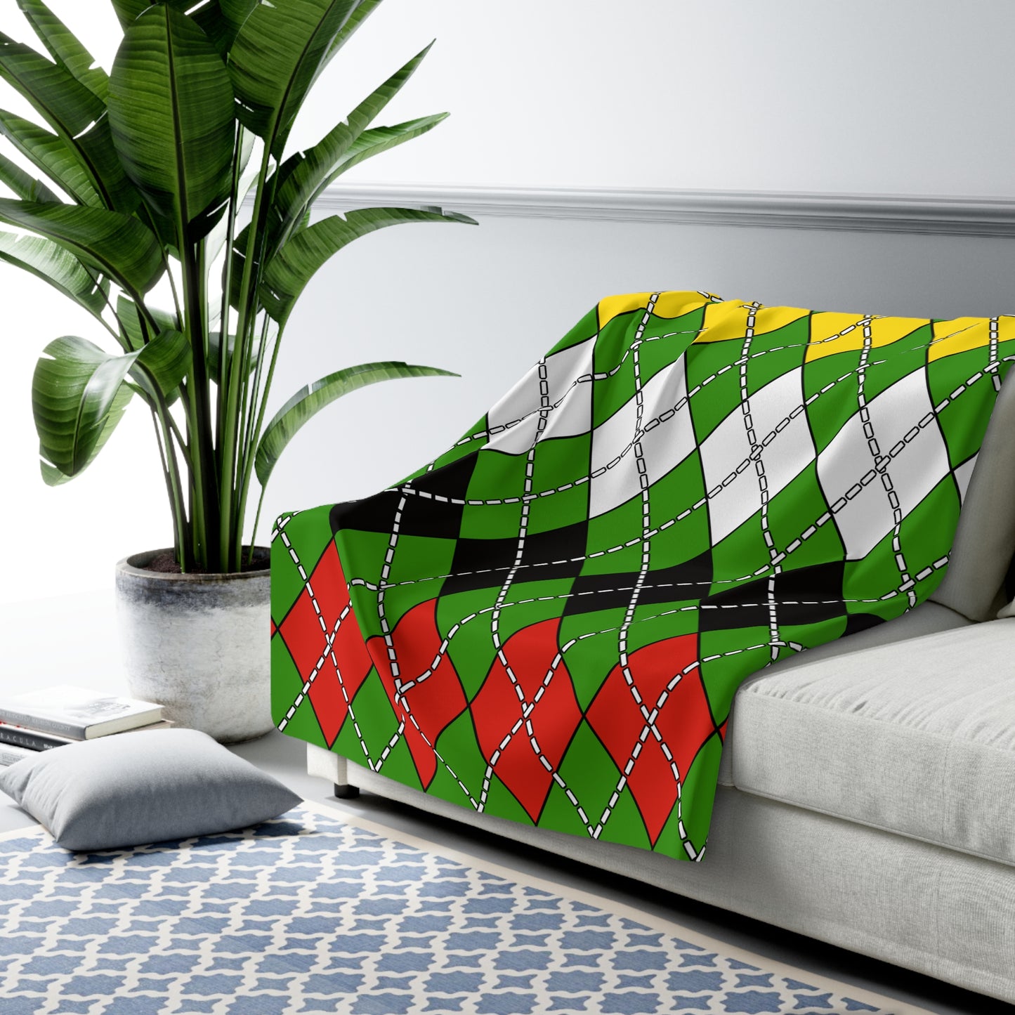Guyana Retro Argyle Blanket Throw