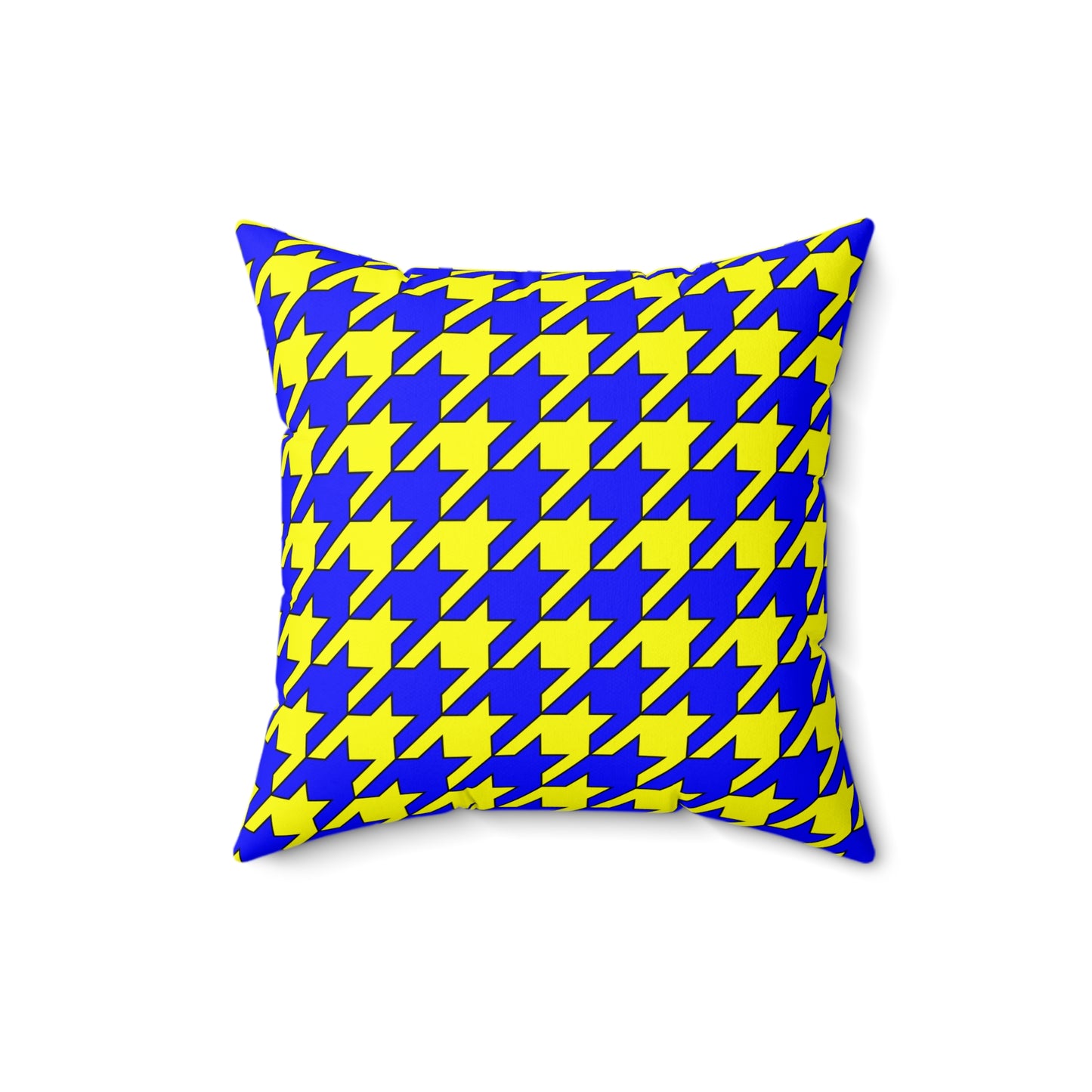 Yellow, Blue Retro Houndstooth Cushion Pillow