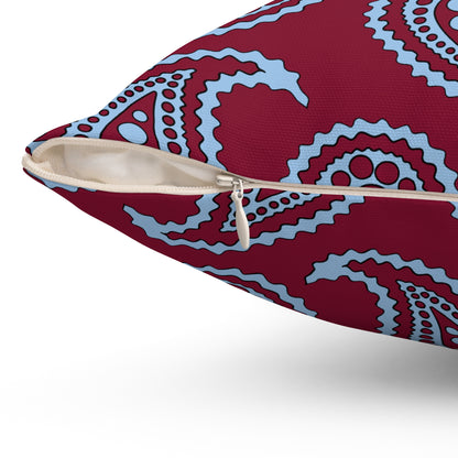 Claret, Blue Retro Paisley Cushion Pillow