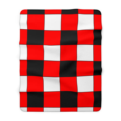 Red, Black, White Retro Check Blanket Throw
