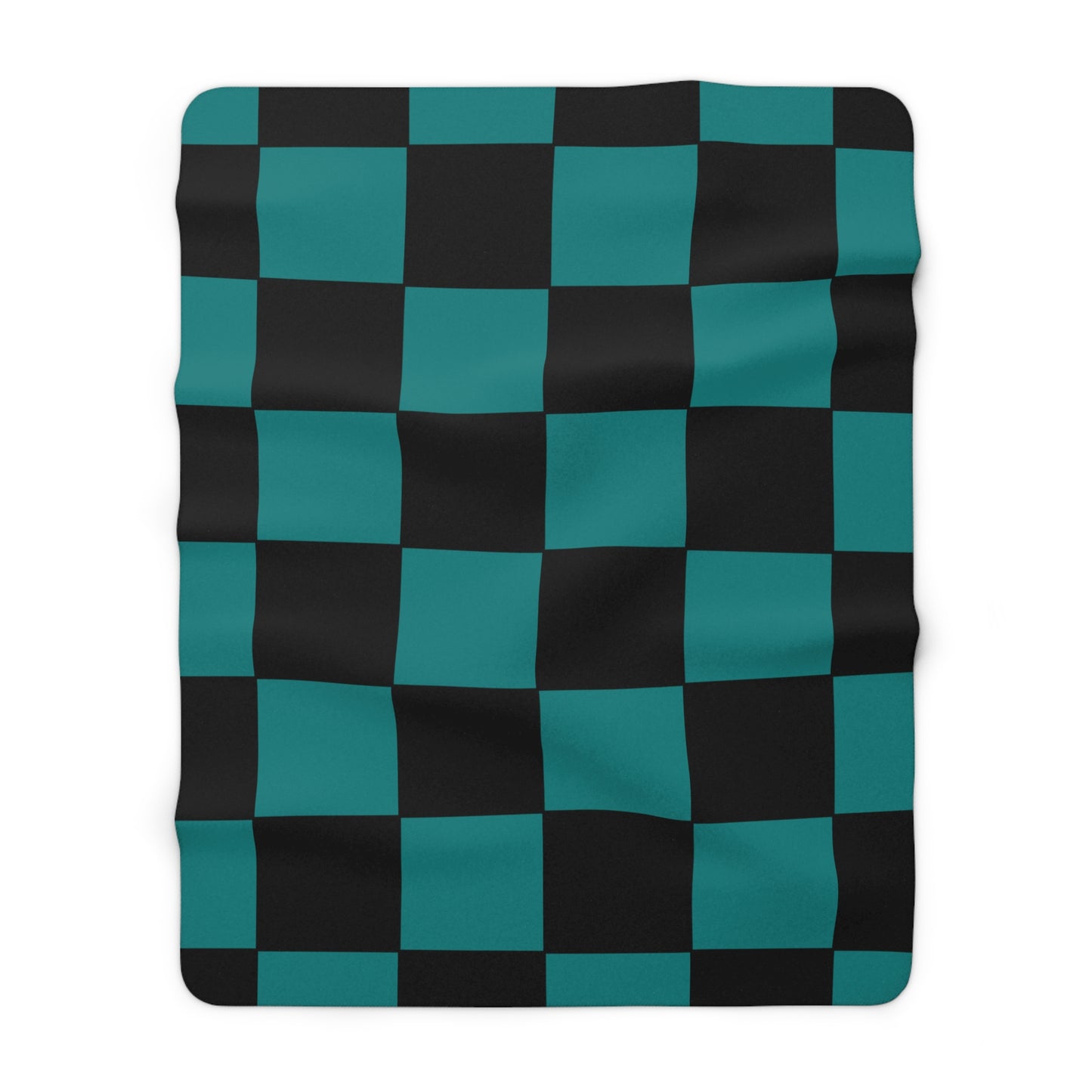 Teal, Black Retro Check Blanket Throw