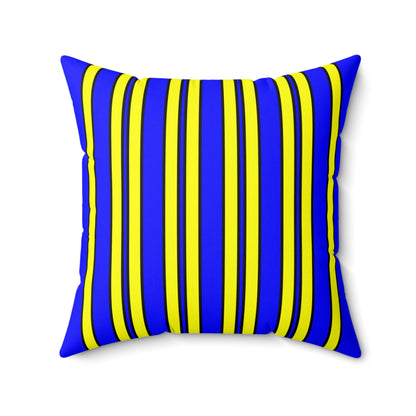 Blue, Yellow Retro Stripes Cushion Pillow