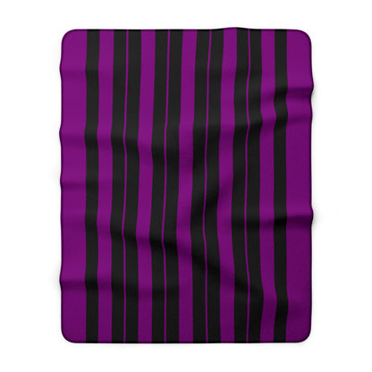 Purple, Black Retro Stripes Blanket Throw