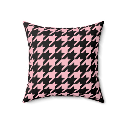 Pink, Black Retro Houndstooth Cushion Pillow
