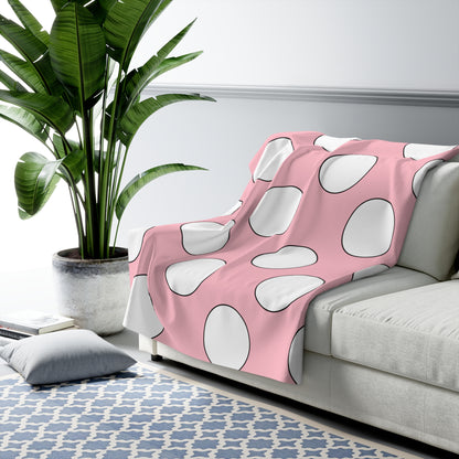 Pink, White Retro Polka Dots Blanket Throw