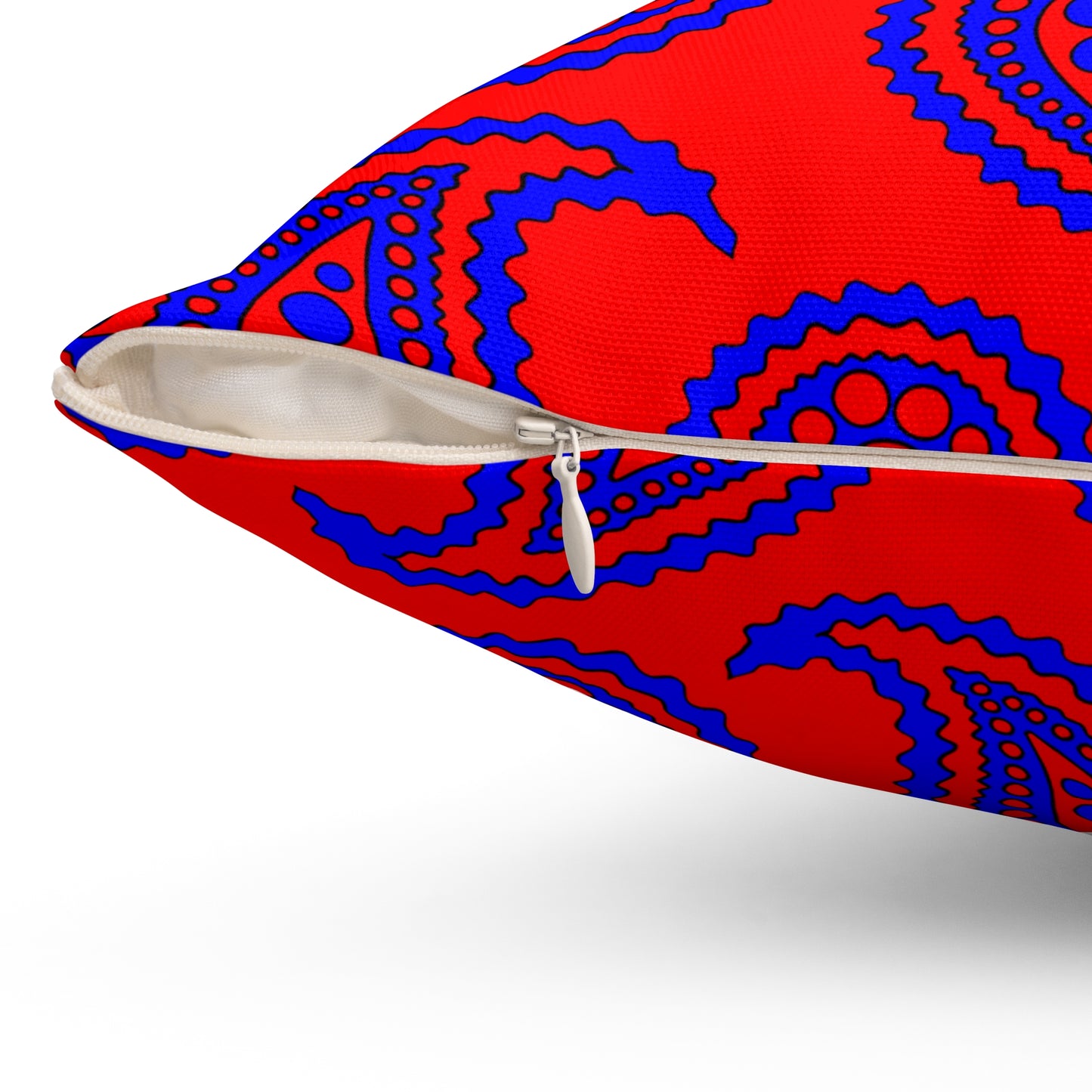 Red, Blue Retro Paisley Cushion Pillow