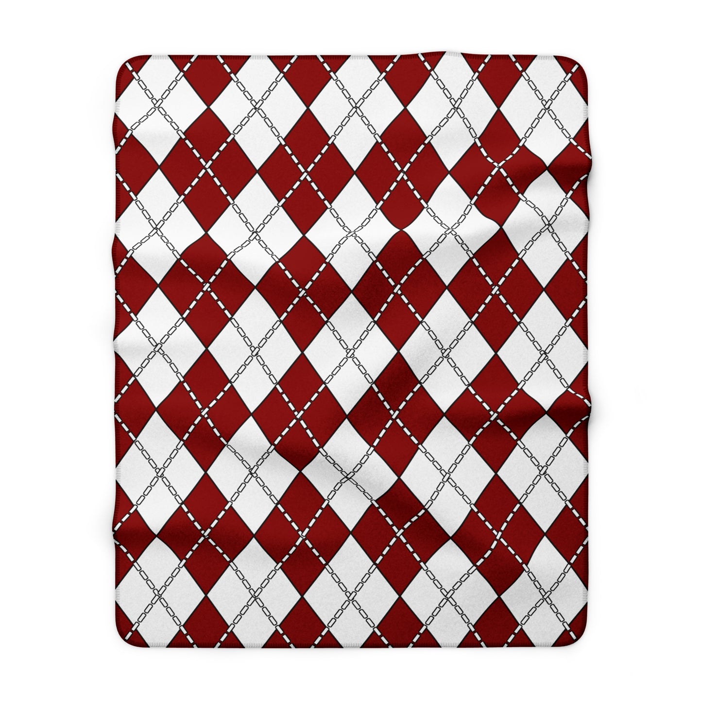 Dark Red, White Retro Argyle Blanket Throw