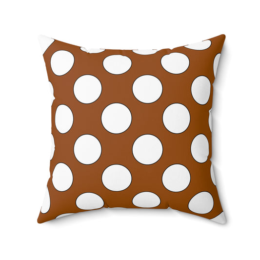 Brown, White Retro Polka Dots Cushion Pillow