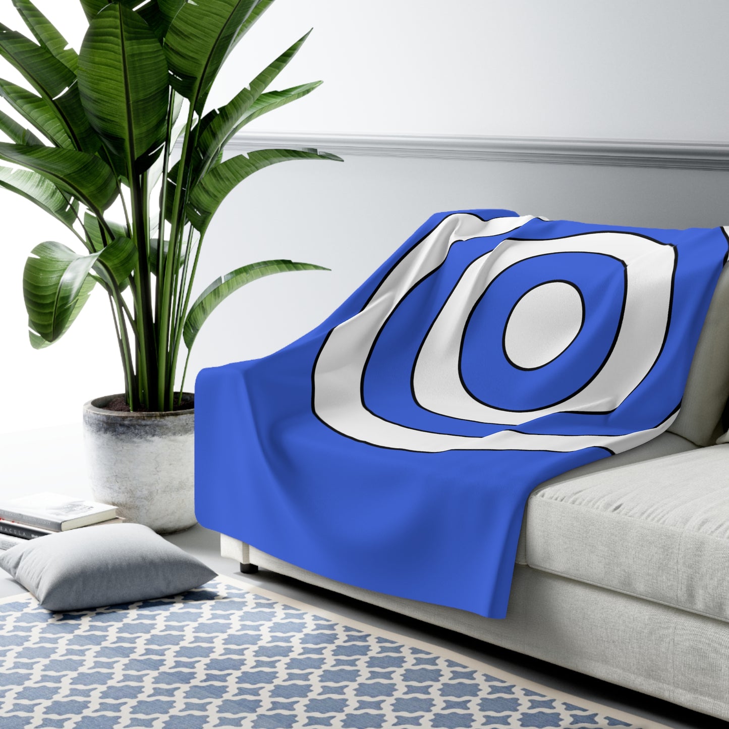 Royal Blue, White Retro Target Blanket Throw