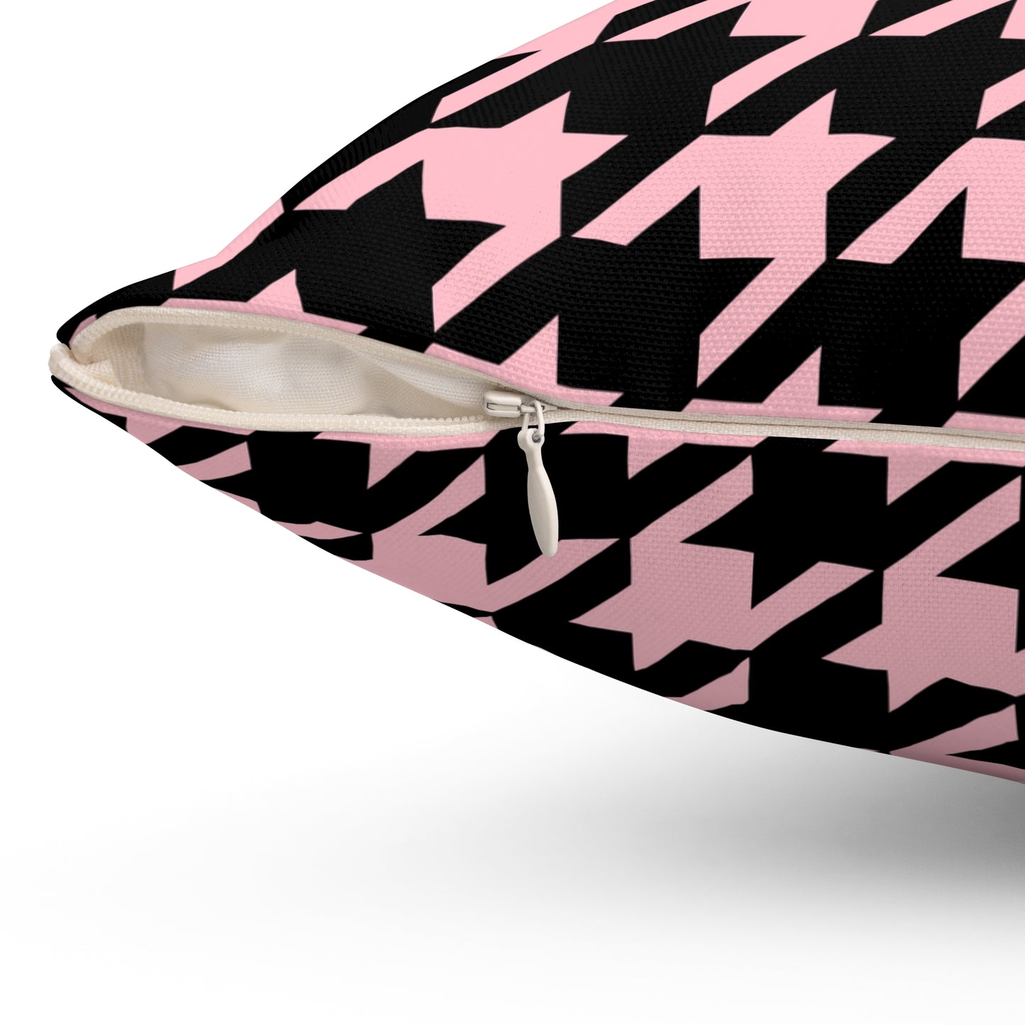 Pink, Black Retro Houndstooth Cushion Pillow