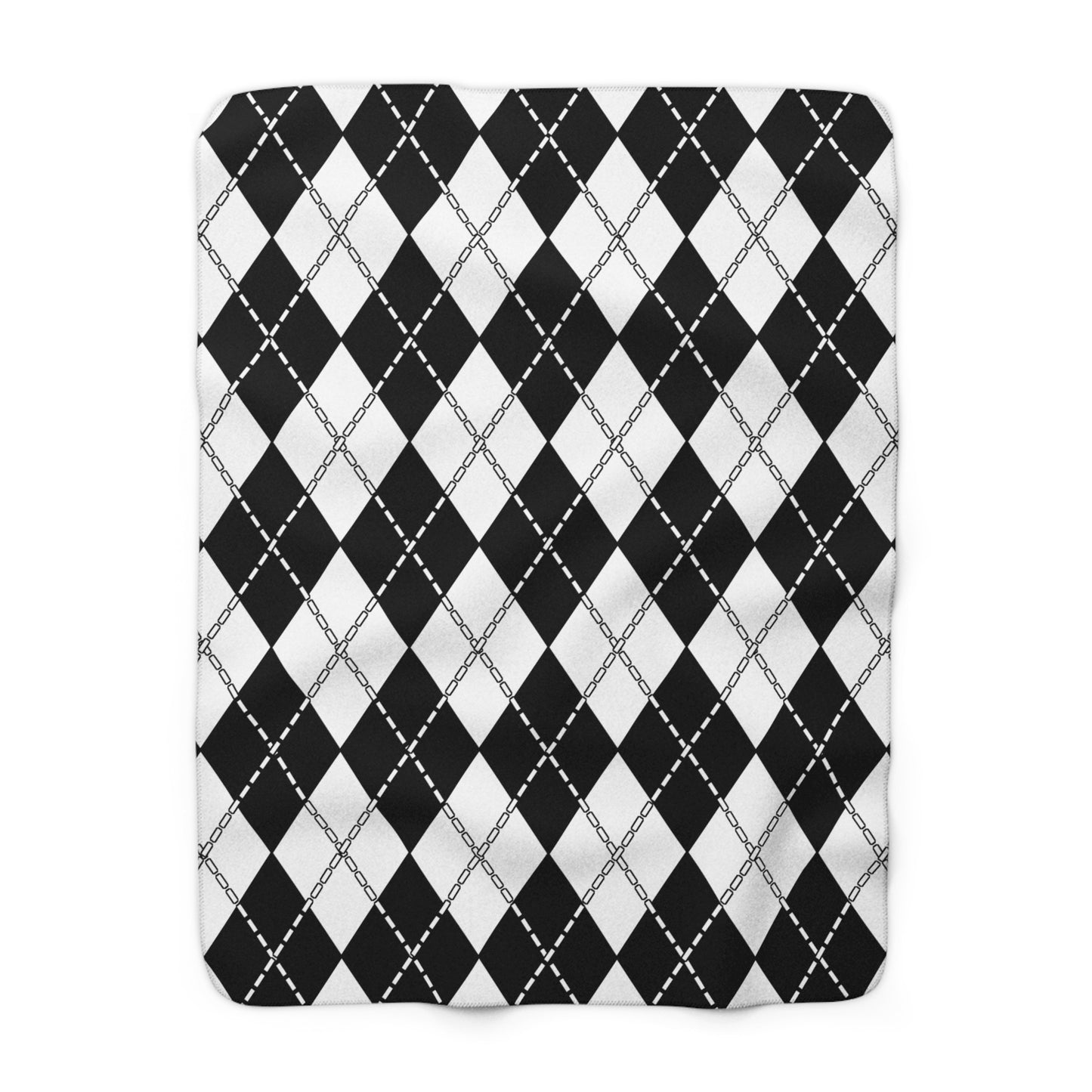 White, Black Retro Argyle Blanket Throw