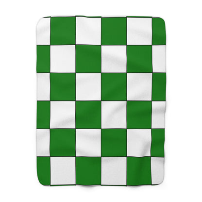 Green, White Retro Check Blanket Throw