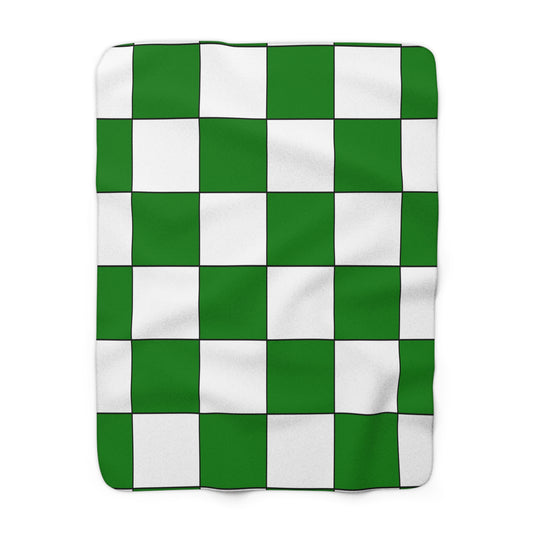 Green, White Retro Check Blanket Throw