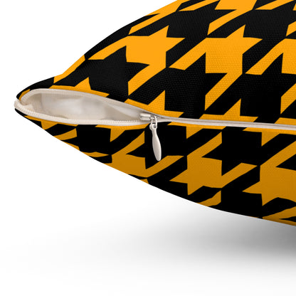 Orange, Black Retro Houndstooth Cushion Pillow