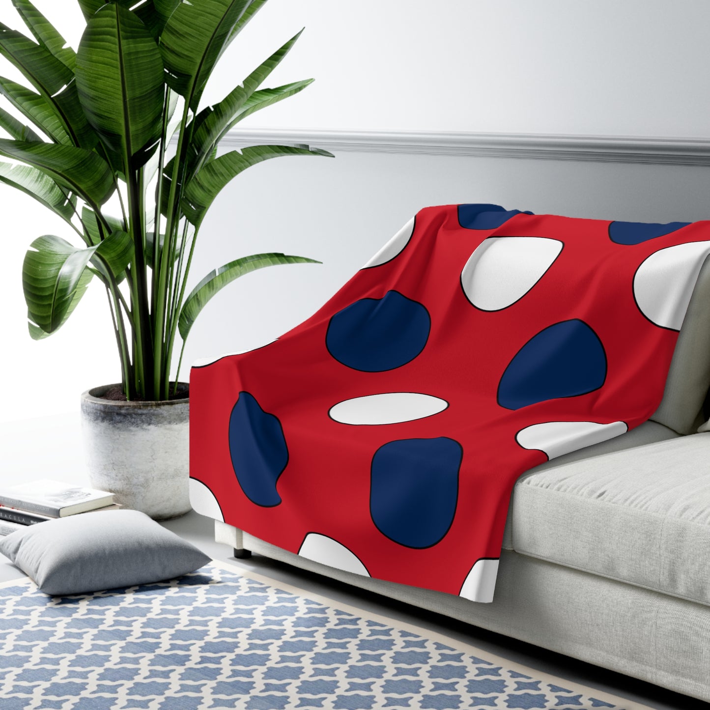 Dominican Republic Retro Polka Dots Blanket Throw