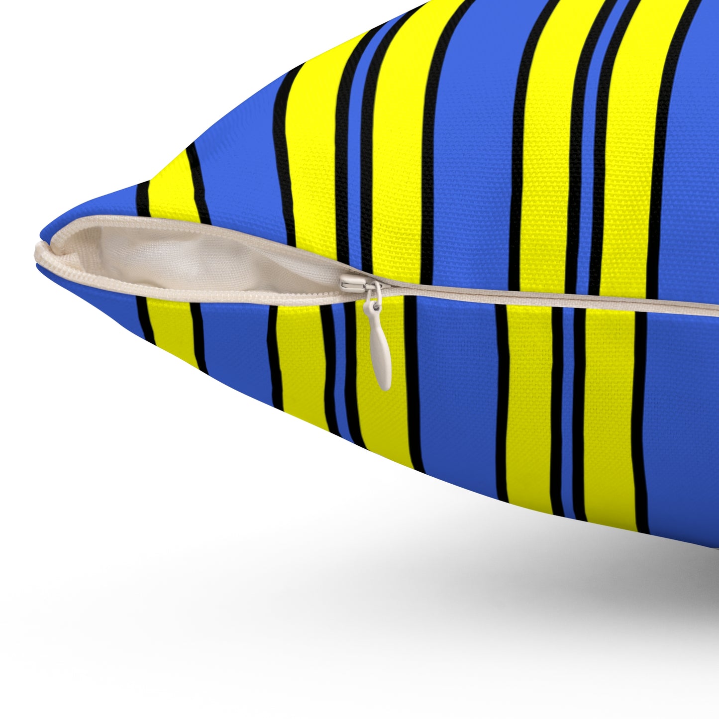 Royal Blue, Yellow Retro Stripes Cushion Pillow