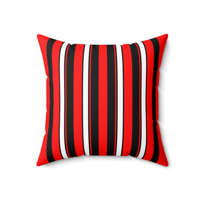Red, Black, White Retro Stripes Cushion Pillow