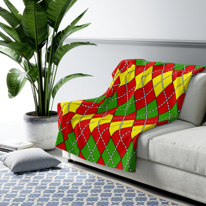 Burkina Faso Retro Argyle Blanket Throw