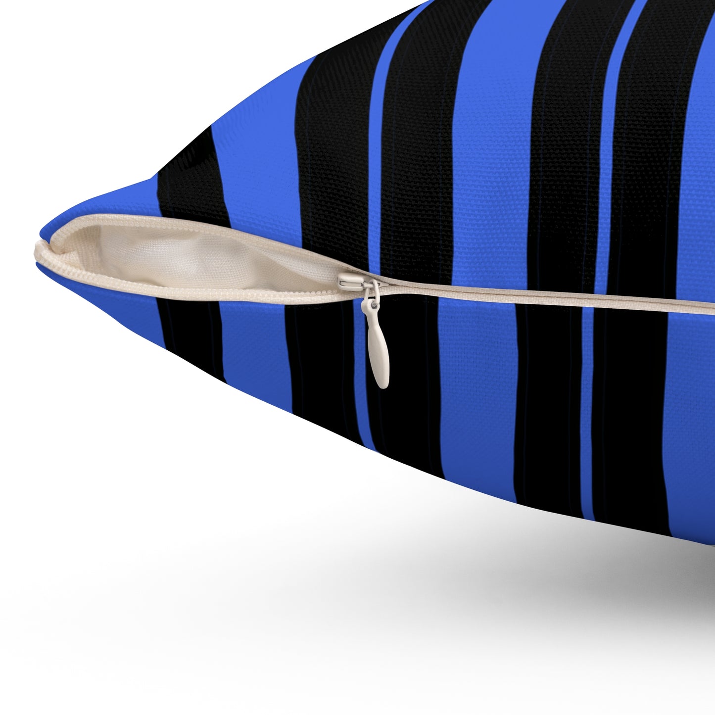 Royal Blue, Black Retro Stripes Cushion Pillow