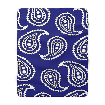 Navy Blue, White Retro Paisley Blanket Throw
