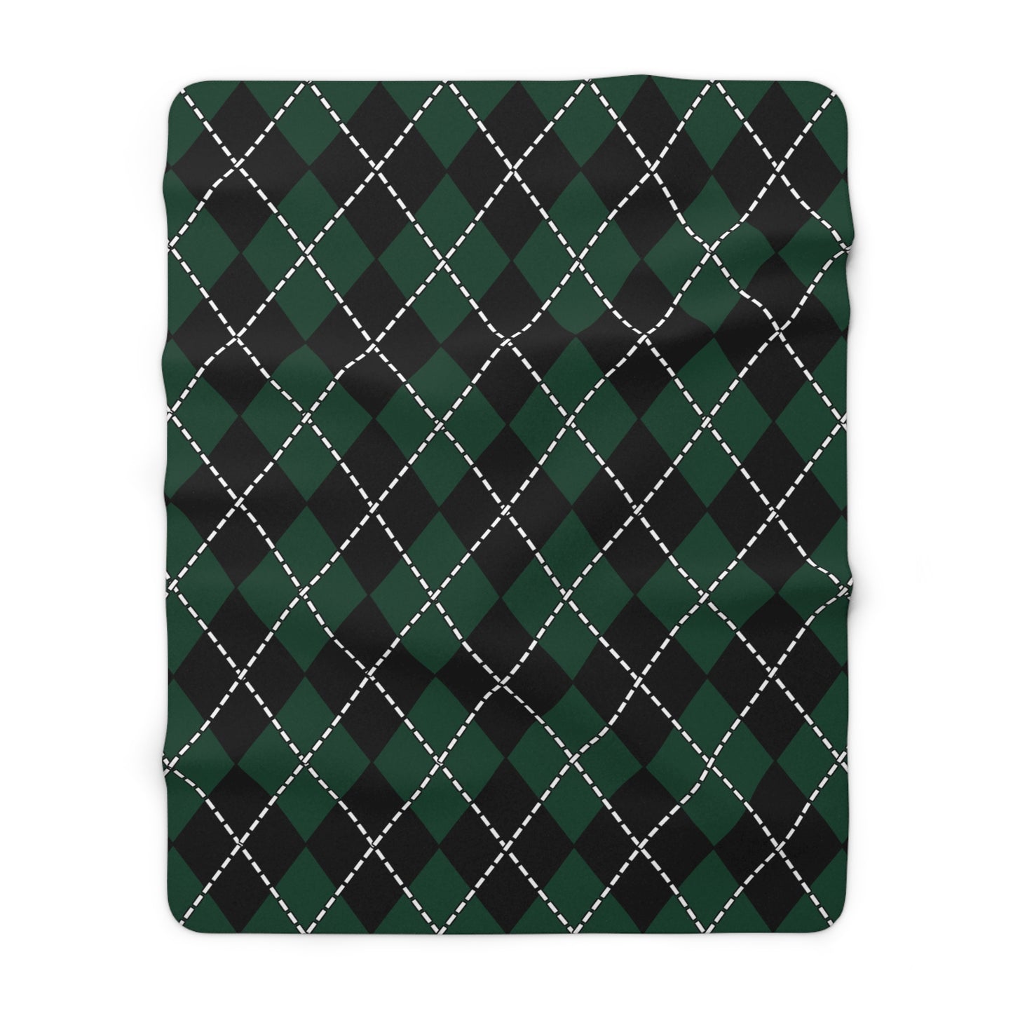 Dark Green, Black Retro Argyle Blanket Throw