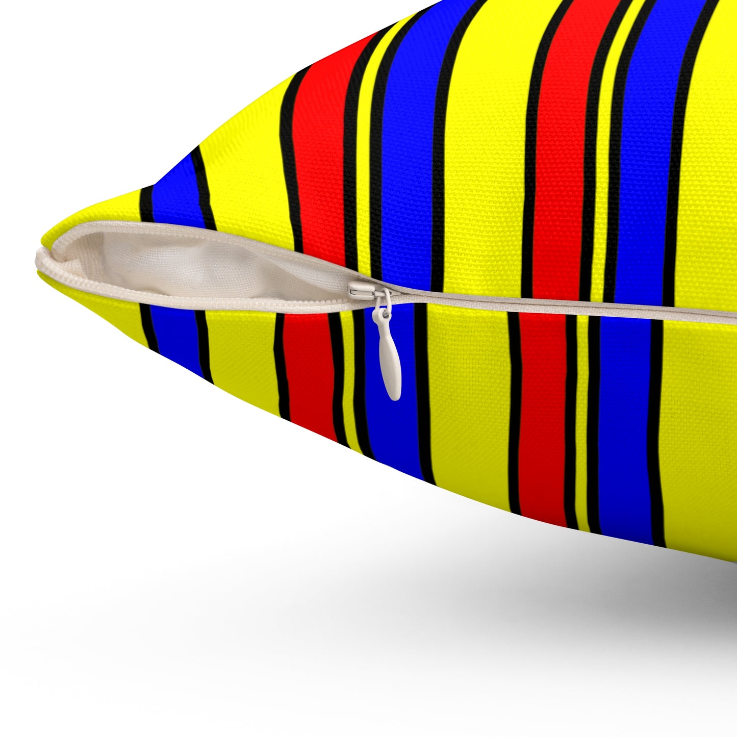 Yellow, Blue, Red Retro Stripes Cushion Pillow