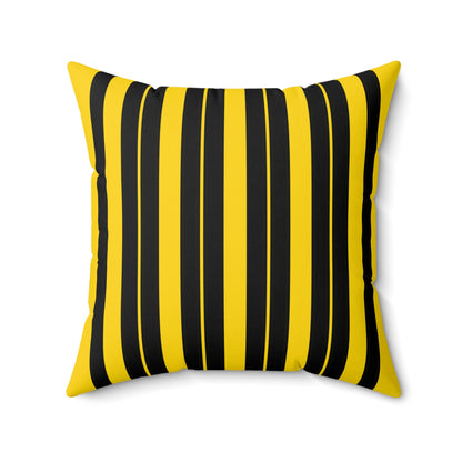 Gold, Black Retro Stripes Cushion Pillow