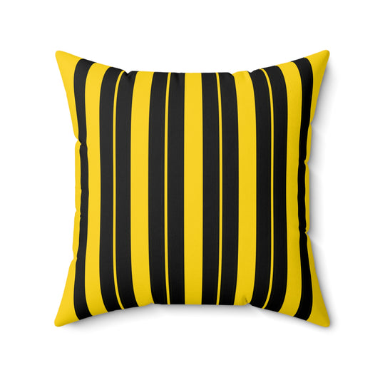 Gold, Black Retro Stripes Cushion Pillow
