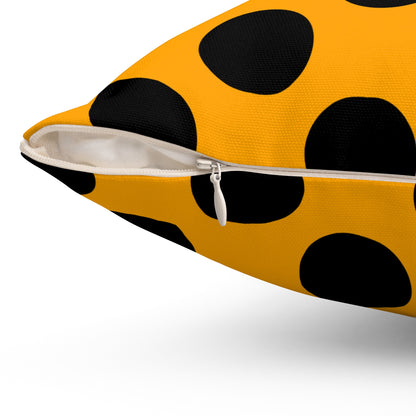 Orange, Black Retro Polka Dots Cushion Pillow