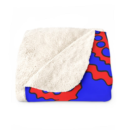 Blue, Red Retro Paisley Blanket Throw