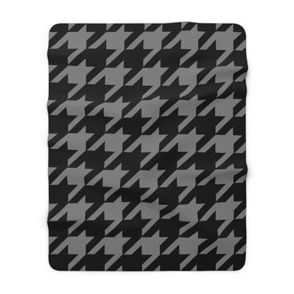 Grey, Black Retro Houndstooth Blanket Throw