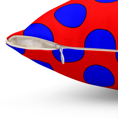 Red, Blue Retro Polka Dots Cushion Pillow
