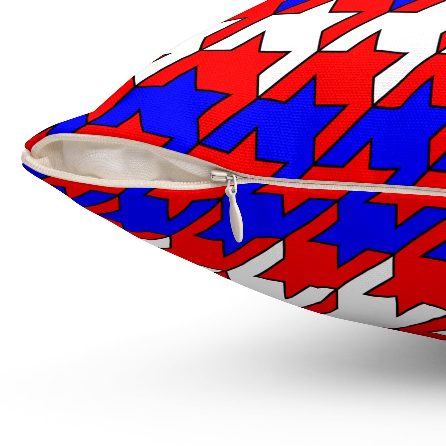 Red, White, Blue Retro Houndstooth Cushion Pillow