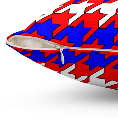 Red, White, Blue Retro Houndstooth Cushion Pillow