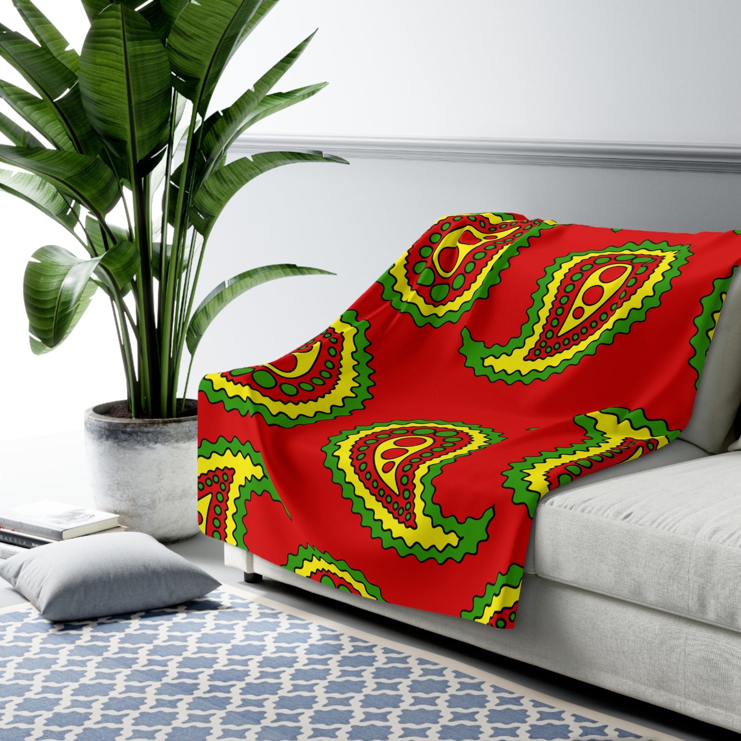 Burkina Faso Retro Paisley Blanket Throw