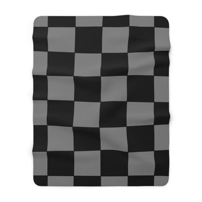 Grey, Black Retro Check Blanket Throw