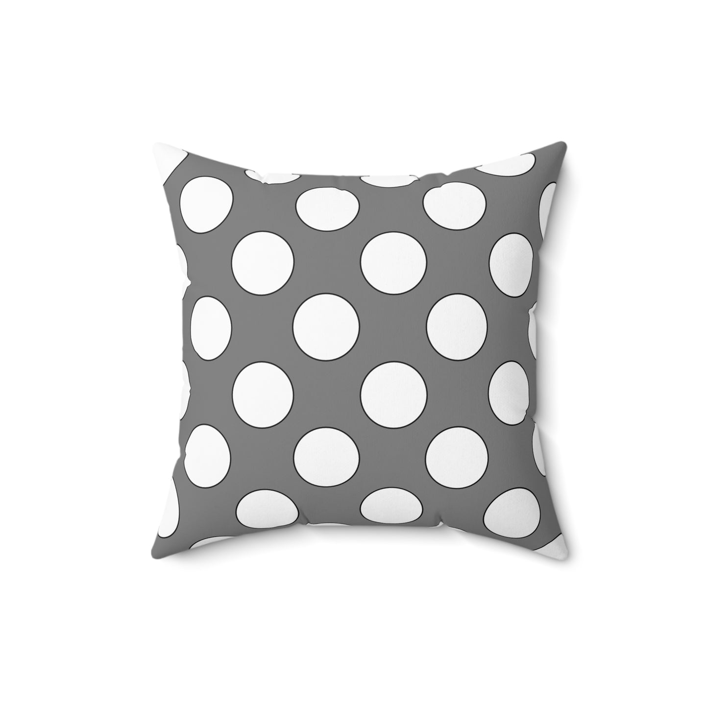Grey, White Retro Polka Dots Cushion Pillow