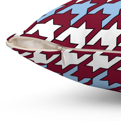 Claret, Blue, White Retro Houndstooth Cushion Pillow