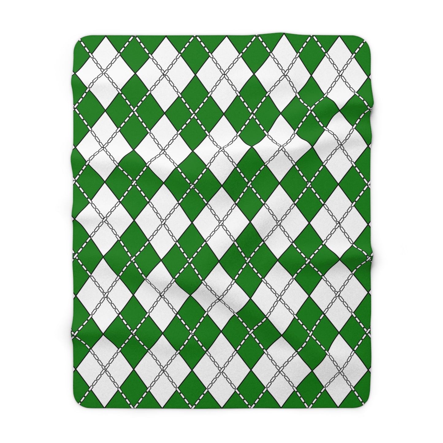 Green, White Retro Argyle Blanket Throw