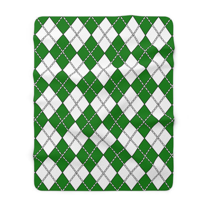 Green, White Retro Argyle Blanket Throw