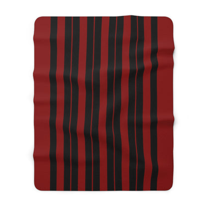 Dark Red, Black Retro Stripes Blanket Throw