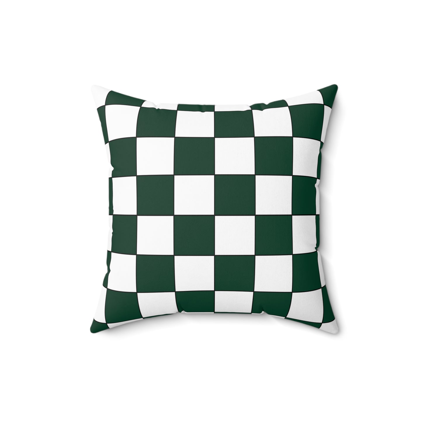 Dark Green, White Retro Check Cushion Pillow