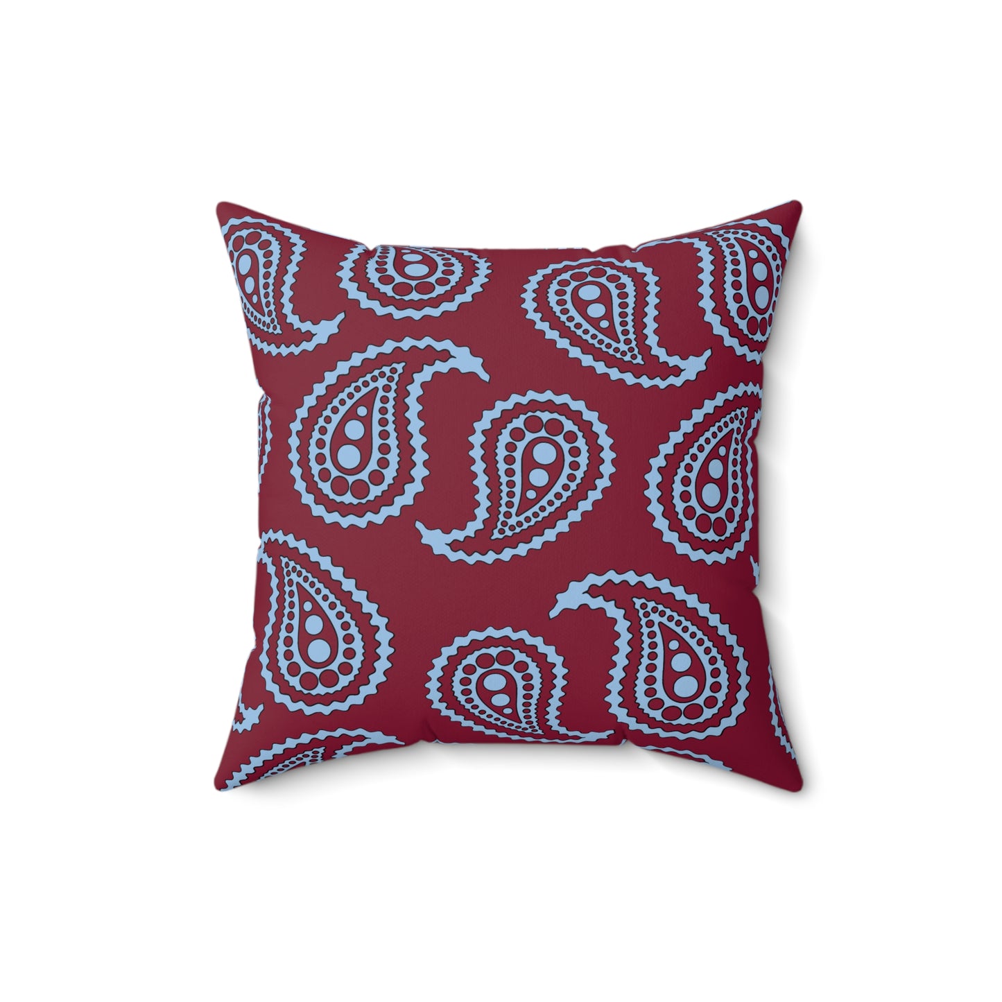 Claret, Blue Retro Paisley Cushion Pillow