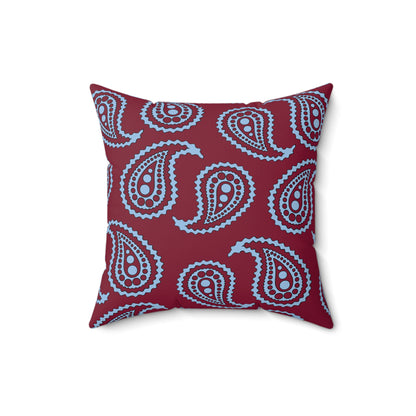 Claret, Blue Retro Paisley Cushion Pillow