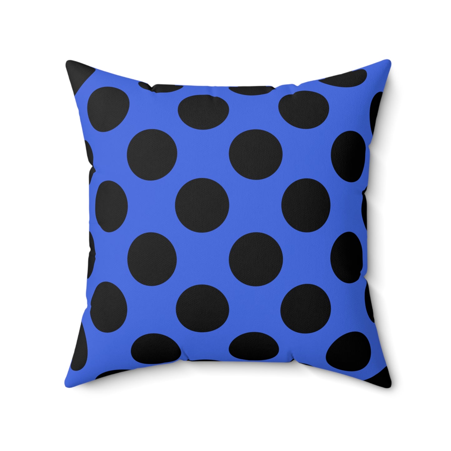 Royal Blue, Black Retro Polka Dots Cushion Pillow