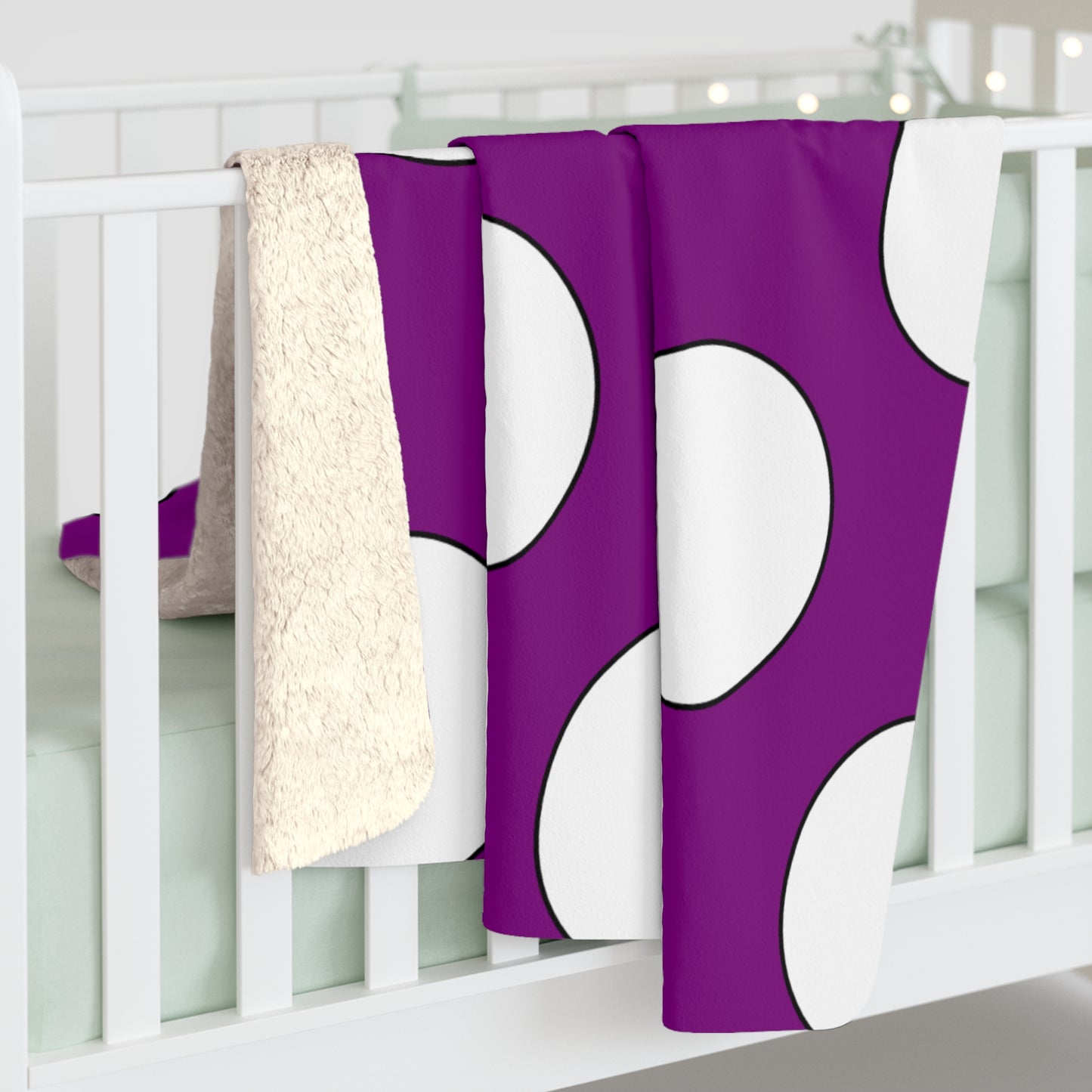 Purple, White Retro Polka Dots Blanket Throw