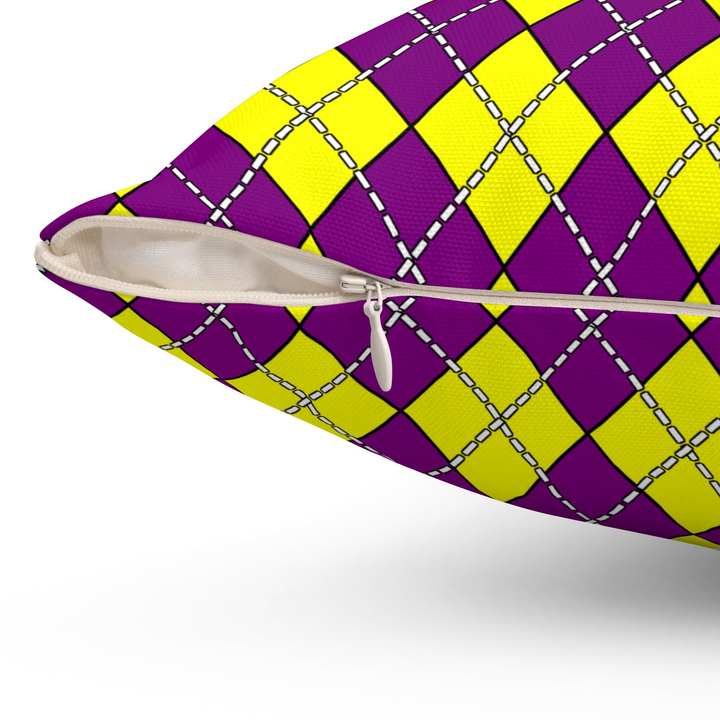 Purple, Yellow Retro Argyle Cushion Pillow