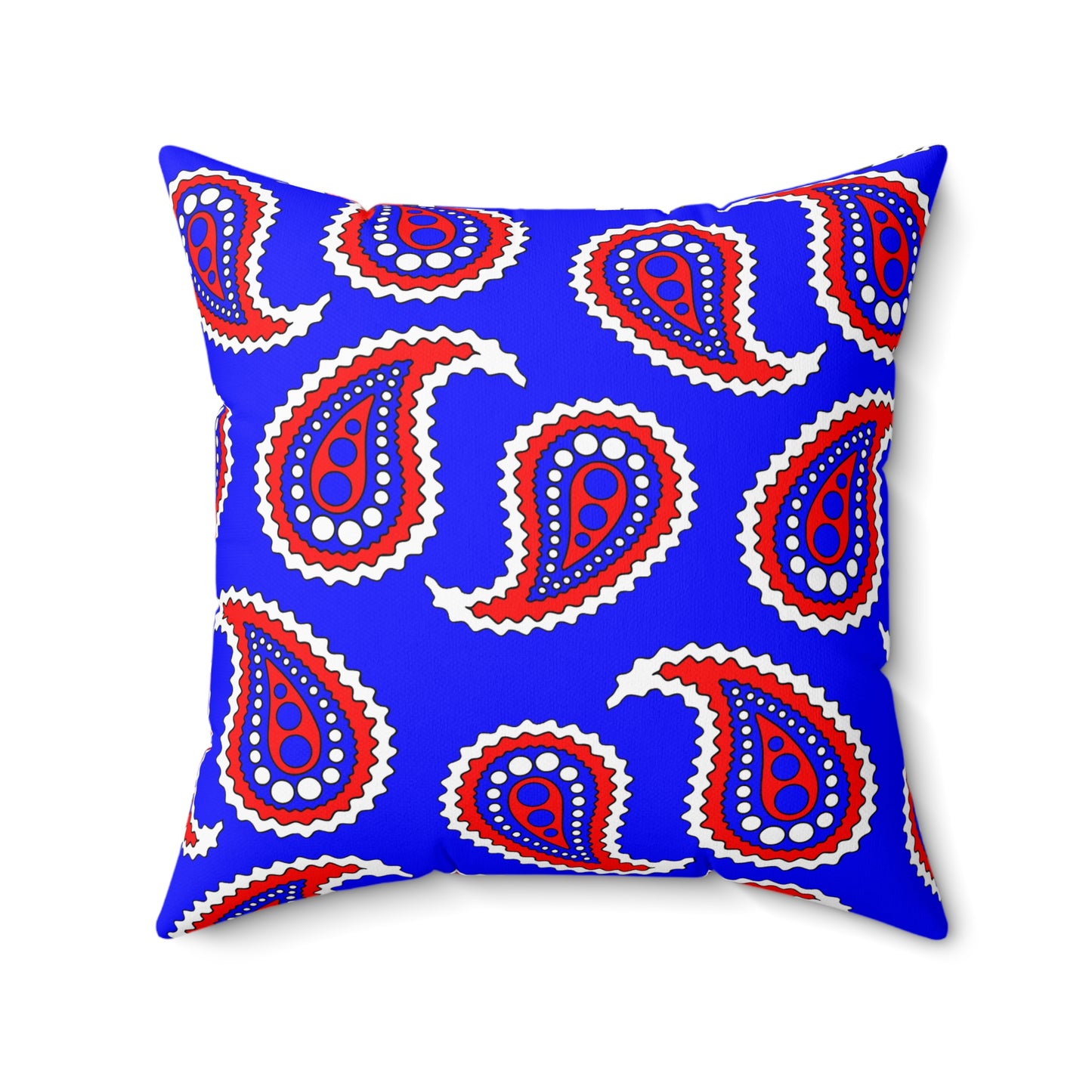 Blue, White, Red Retro Paisley Cushion Pillow