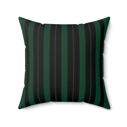 Dark Green, Black Retro Stripes Cushion Pillow