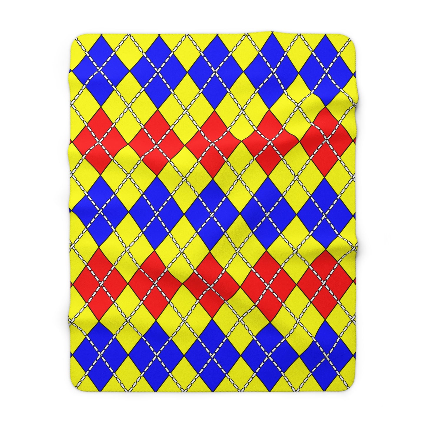 Yellow, Blue, Red Retro Argyle Blanket Throw